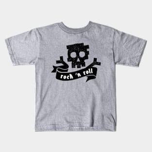 rock and roll skull design Kids T-Shirt